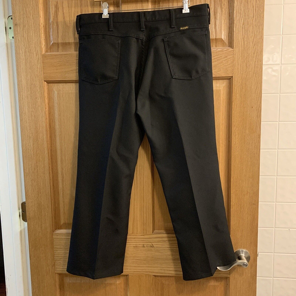 VINTAGE Wrangler Pants Mens 36x27 Black Bootcut Polyester Cowboy Western 38X28 - Picture 2 of 7